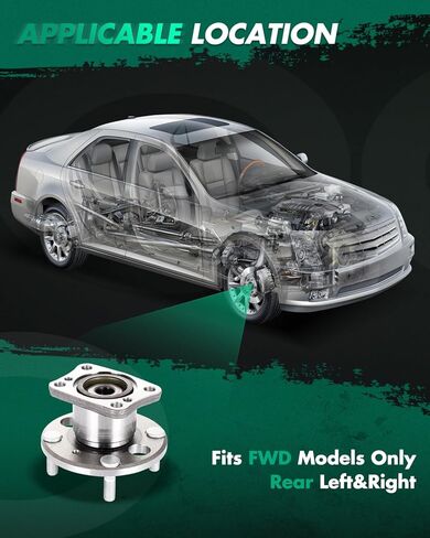 SCITOO Wheel Hub Wheel Bearing Assembly Rear 512490 fit for Ford FIESTA 2011-2018 4 Lugs Wheel Hub Bearing Assemblies W/ABS 2pcs Wheel Hub Bearings in Saudi Arabia