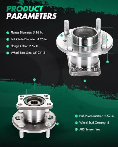 SCITOO Wheel Hub Wheel Bearing Assembly Rear 512490 fit for Ford FIESTA 2011-2018 4 Lugs Wheel Hub Bearing Assemblies W/ABS 2pcs Wheel Hub Bearings in Saudi Arabia