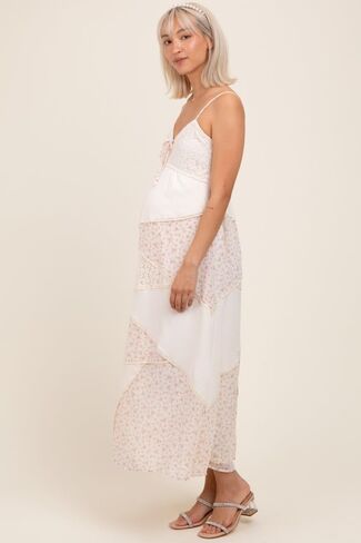PinkBlush Floral Sweetheart Neck Maternity Midi Dress in Saudi Arabia