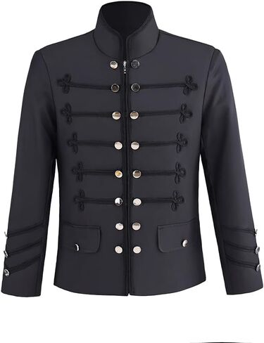 Men's Gothic Steampunk Military Jacket Double Breasted Blazer Jacket Vintage Coat Zip Up Outwear in Kuwait