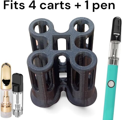 حامل خرطوشة وأقلام 510 - منظم مكتب مستقيم مربع 4 فتحات - تخزين سطح المكتب صغير الحجم - أسود in Kuwait