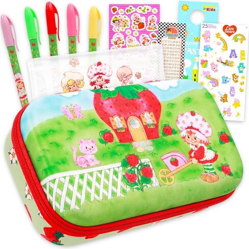 Strawberry Shortcake Pencil Box and Stationery Set - School Supplies Bundle with Pencil Case, Gel Pens, Stickers, More | Strawberry Shortcake Stationery Set for Kids, Girls, Toddlers in Kuwait