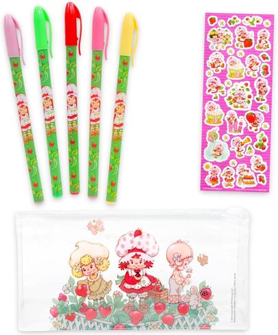 Strawberry Shortcake Pencil Box and Stationery Set - School Supplies Bundle with Pencil Case, Gel Pens, Stickers, More | Strawberry Shortcake Stationery Set for Kids, Girls, Toddlers in Kuwait