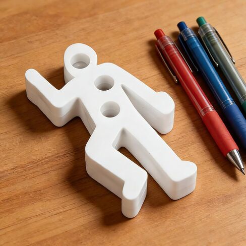 Pen Holder for Desk, White Outline Figure Desktop Organizer with 3 Slots, Novelty Stationery Stand for Home Office, Counter, Craft Table, 1 Piece in Saudi Arabia