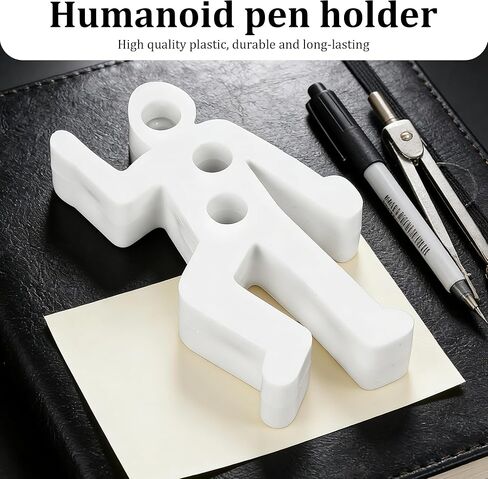 Pen Holder for Desk, White Outline Figure Desktop Organizer with 3 Slots, Novelty Stationery Stand for Home Office, Counter, Craft Table, 1 Piece in Saudi Arabia