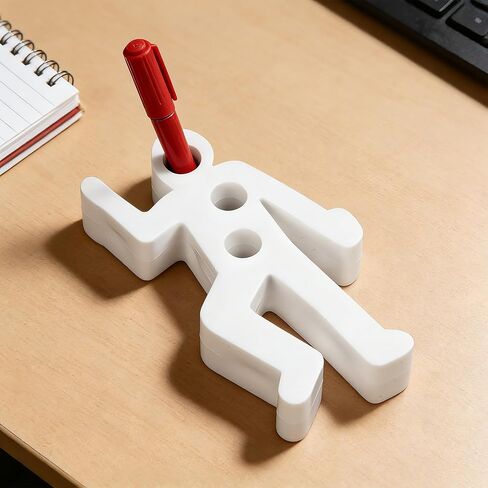 Pen Holder for Desk, White Outline Figure Desktop Organizer with 3 Slots, Novelty Stationery Stand for Home Office, Counter, Craft Table, 1 Piece in Saudi Arabia
