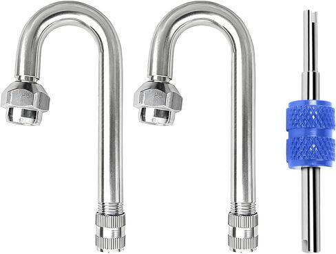 2PCS Dually Valve Stem Extenders, Metal 180 Degree Vehicle Tire Valve Extension Adaptors, Automotive Dual Tyre Air Stem Extender Replacement, Universal for RV Trailer Truck in Saudi Arabia