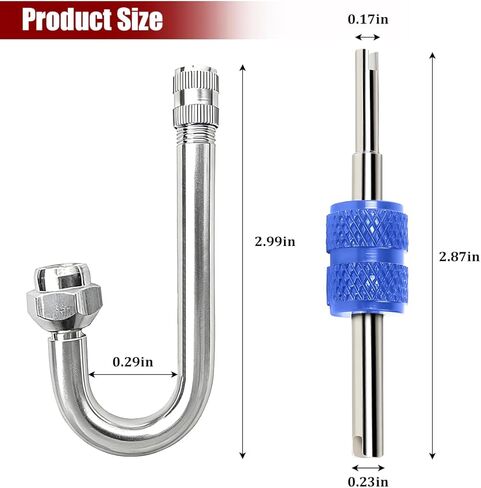 2PCS Dually Valve Stem Extenders, Metal 180 Degree Vehicle Tire Valve Extension Adaptors, Automotive Dual Tyre Air Stem Extender Replacement, Universal for RV Trailer Truck in Saudi Arabia