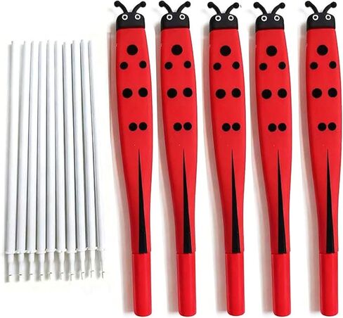 Novelty 5 Pcs Ladybug Pens Bug Pens Cute Insects Pen Silicone Gel Pen Black Ink with 10 Black Refills Durable Stationery for at School Home Party in Kuwait