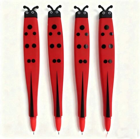 Novelty 5 Pcs Ladybug Pens Bug Pens Cute Insects Pen Silicone Gel Pen Black Ink with 10 Black Refills Durable Stationery for at School Home Party in Kuwait