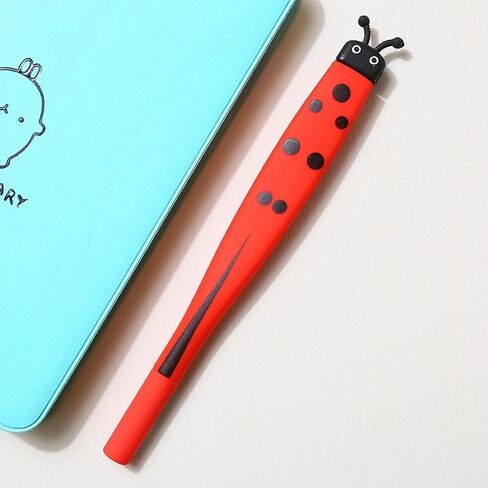 Novelty 5 Pcs Ladybug Pens Bug Pens Cute Insects Pen Silicone Gel Pen Black Ink with 10 Black Refills Durable Stationery for at School Home Party in Kuwait