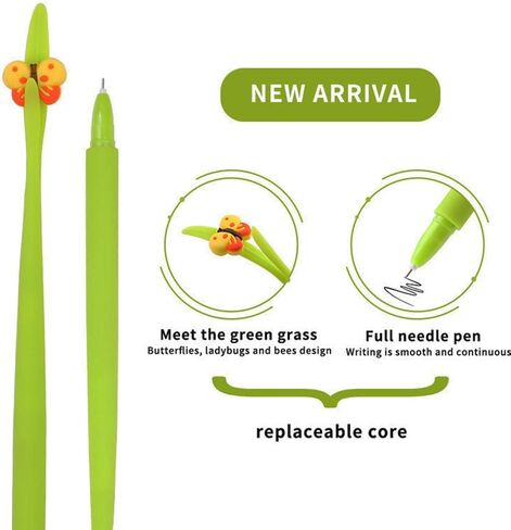Cute Insect Pen Plant Pens with Bugs Ladybug pens Bee Butterfly Pen Bendable Nature Themed Stationery (16 pcs Including 6 pieces +10 pcs refills) in Kuwait