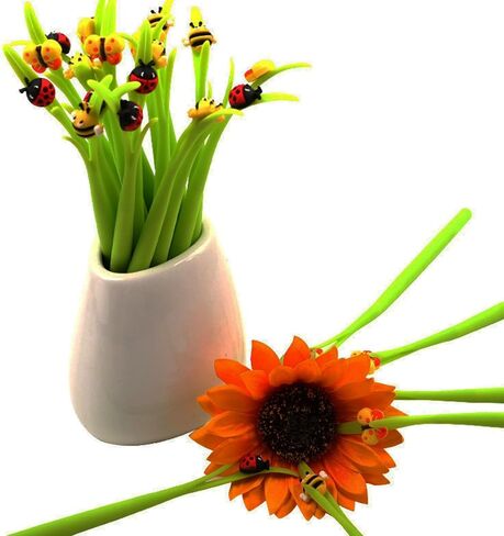 Cute Insect Pen Plant Pens with Bugs Ladybug pens Bee Butterfly Pen Bendable Nature Themed Stationery (16 pcs Including 6 pieces +10 pcs refills) in Kuwait