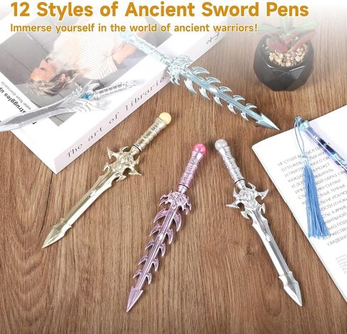 Ancient Sword Pens, 24 Pcs Cool Sword Shaped Gel Ink Pens in 12 Styles, Plastic in Saudi Arabia