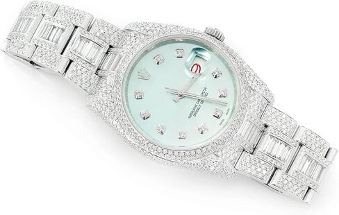 Luxury Automatic Moissanite Watch for Men – Full Iced Out Diamond Bracelet, Self-Winding Movement, Premium Stainless Steel Fashion Wristwatch in Saudi Arabia