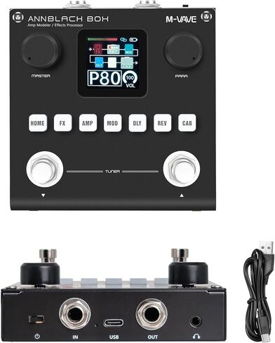 Black Pedal Box Multi Effects Guitar Base Pedal - 80 Editable Presets With APP Create Your Paremeters Build in Battery in Kuwait
