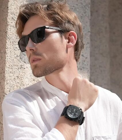 Men's Military Tactical Watch: Durable Quartz Analog Wristwatch with Stopwatch Timer Alarm – Designed for Outdoor Sports Hobbies & Military Training Running（Black QI） in Saudi Arabia