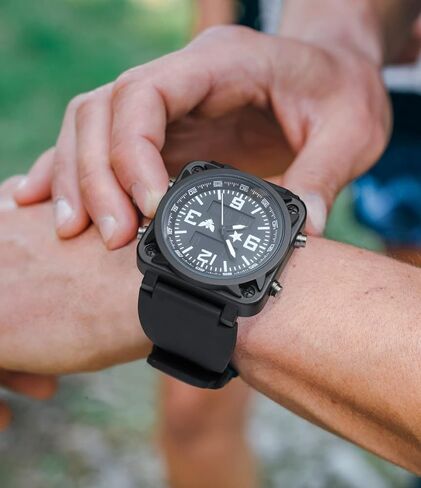 Men's Military Tactical Watch: Durable Quartz Analog Wristwatch with Stopwatch Timer Alarm – Designed for Outdoor Sports Hobbies & Military Training Running（Black QI） in Saudi Arabia