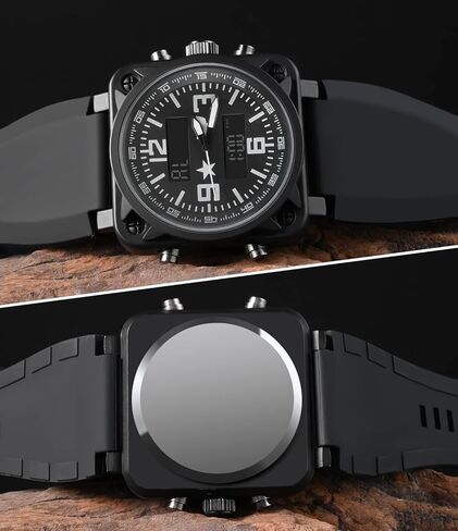 Men's Military Tactical Watch: Durable Quartz Analog Wristwatch with Stopwatch Timer Alarm – Designed for Outdoor Sports Hobbies & Military Training Running（Black QI） in Saudi Arabia