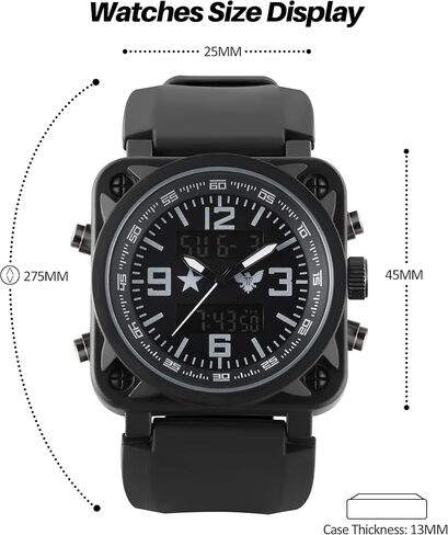Men's Military Tactical Watch: Durable Quartz Analog Wristwatch with Stopwatch Timer Alarm – Designed for Outdoor Sports Hobbies & Military Training Running（Black QI） in Saudi Arabia