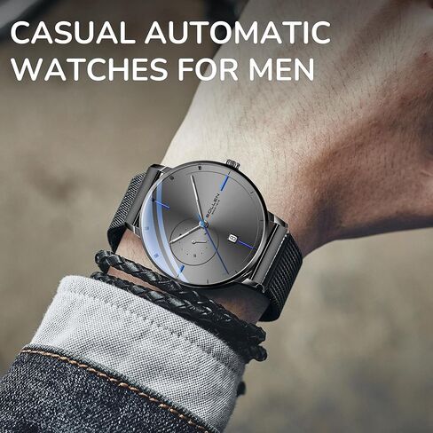 SOLLEN Automatic Watches for Men,Men's Automatic Watch,Original Mechanical Watch Movement,3ATM Water Resistant,Luminous Hands,Calendar and 24-Hour Display,Minimalist Self-Winding Wrist Watches for Men in Saudi Arabia