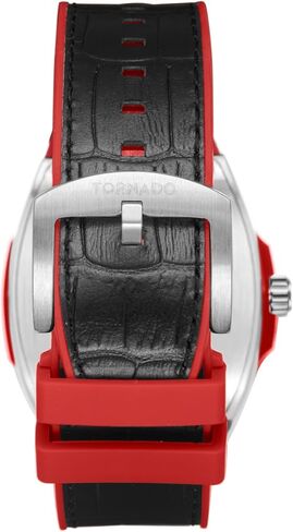 Tornado Xenith Men’s Casual Analog Watch – Black Dial, Silver Case, Black Leather-Rubber Strap, 44mm in Saudi Arabia