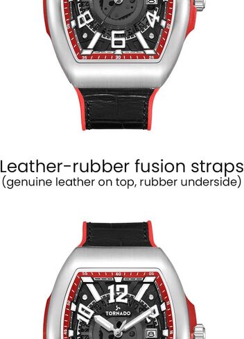 Tornado Xenith Men’s Casual Analog Watch – Black Dial, Silver Case, Black Leather-Rubber Strap, 44mm in Saudi Arabia
