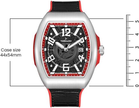 Tornado Xenith Men’s Casual Analog Watch – Black Dial, Silver Case, Black Leather-Rubber Strap, 44mm in Saudi Arabia