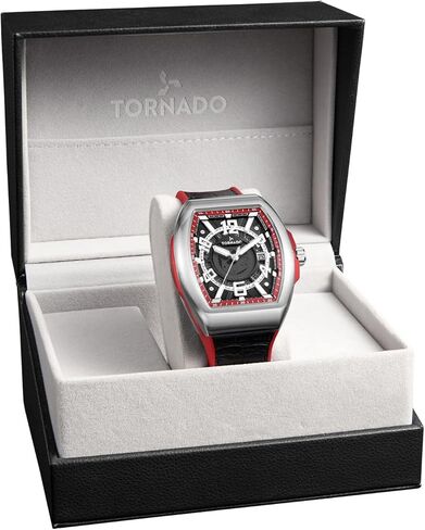 Tornado Xenith Men’s Casual Analog Watch – Black Dial, Silver Case, Black Leather-Rubber Strap, 44mm in Saudi Arabia
