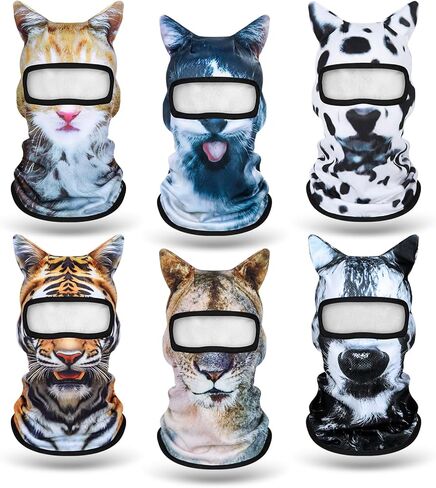 6 Pcs 3D Cat Summer Face Mask, Funny Animal Cooling Balaclava Face Cover for Cycling Motorcycle Beach Sun Protection in Saudi Arabia