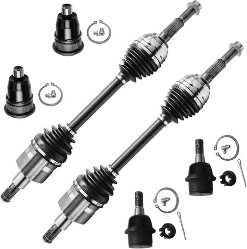 Detroit Axle - 4WD 6pc Front CV Axles Kit for Chevy Trailblazer GMC Envoy Buick Rainier Saab 9-7x Isuzu Ascender Oldsmobile Bravada, 2 CV Axles Assembly 4 Upper Lower Ball Joints Replacement in Saudi Arabia