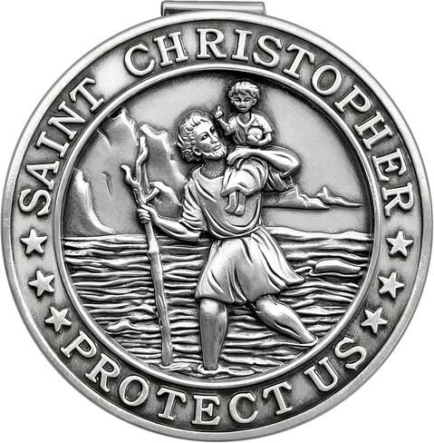 ميدالية سانت كريستوفر للسيارة، مشبك قناع سانت كريستوفر، هدايا للرجال الكاثوليك، تعويذة للسلامة، ملحقات قناع السيارات، هدايا كاثوليكية، هدية للسائقين والعائلات والأصدقاء in Kuwait