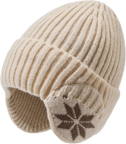 Men Women Earflaps Knitted Hat Warm Thermal Skull Cap Fleece Lined Beanie Cap for Winter Outdoor Windproof in Kuwait