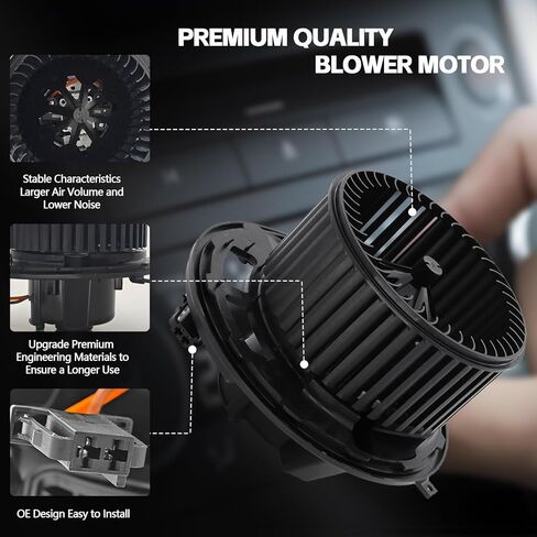 محرك منفاخ سخان HVAC مع قفص مروحة 700218 متوافق مع 2006 BMW 325i 325xi 330i 330xi، 2007-2013 328i 335i، 2007-2008 328xi 335xi، 2008-2013 128i 135i يستبدل 64119227670 in Kuwait