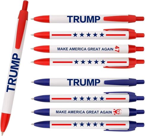 مجموعة أقلام ترامب، 50 قلم حبر جاف وطني بحبر أسود مع نص "TRUMP" و"اجعل أمريكا رائعة مرة أخرى"، رئيس الولايات المتحدة الأمريكية 47، MAGA دونالد ترامب هدايا بضائع لمحبي ترامب من الرجال والنساء in Kuwait