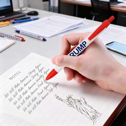 مجموعة أقلام ترامب، 50 قلم حبر جاف وطني بحبر أسود مع نص "TRUMP" و"اجعل أمريكا رائعة مرة أخرى"، رئيس الولايات المتحدة الأمريكية 47، MAGA دونالد ترامب هدايا بضائع لمحبي ترامب من الرجال والنساء in Kuwait