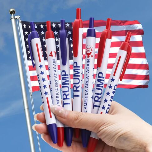 مجموعة أقلام ترامب، 50 قلم حبر جاف وطني بحبر أسود مع نص "TRUMP" و"اجعل أمريكا رائعة مرة أخرى"، رئيس الولايات المتحدة الأمريكية 47، MAGA دونالد ترامب هدايا بضائع لمحبي ترامب من الرجال والنساء in Kuwait