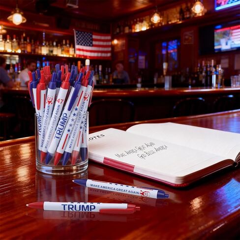 مجموعة أقلام ترامب، 50 قلم حبر جاف وطني بحبر أسود مع نص "TRUMP" و"اجعل أمريكا رائعة مرة أخرى"، رئيس الولايات المتحدة الأمريكية 47، MAGA دونالد ترامب هدايا بضائع لمحبي ترامب من الرجال والنساء in Kuwait