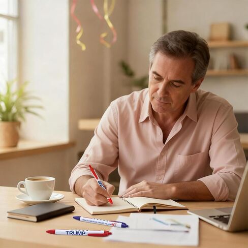 مجموعة أقلام ترامب، 50 قلم حبر جاف وطني بحبر أسود مع نص "TRUMP" و"اجعل أمريكا رائعة مرة أخرى"، رئيس الولايات المتحدة الأمريكية 47، MAGA دونالد ترامب هدايا بضائع لمحبي ترامب من الرجال والنساء in Kuwait