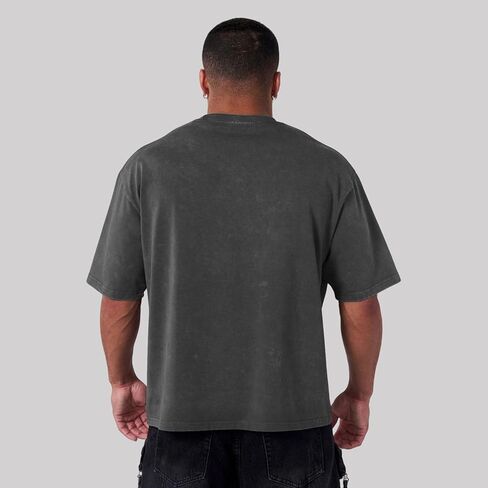 Men’s Oversized Graphic T-Shirt Drop-Shoulder Baggy Streetwear TeeBreathable Stretch Jersey Gothic Workout Casual in Saudi Arabia
