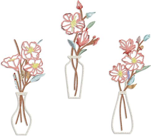 3 قطع فنية جدارية معدنية على شكل زهرة - منحوتات حائط معدنية زهرية ديكور مزرعة ريفية فن بسيط بوهو ثلاثي الأبعاد ديكورات جدارية معلقة لغرفة المعيشة وغرفة النوم وغرفة الطعام - هدايا الانتقال لمنزل جديد in Kuwait