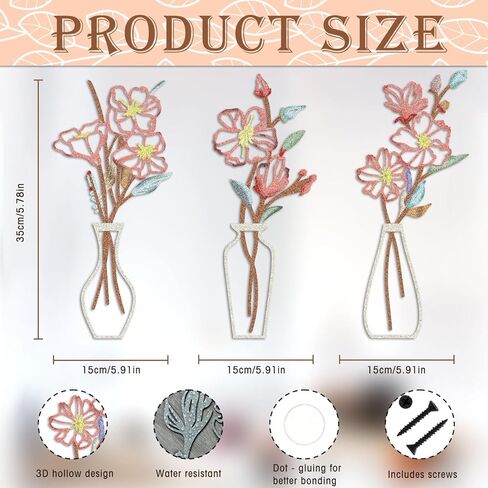 3 قطع فنية جدارية معدنية على شكل زهرة - منحوتات حائط معدنية زهرية ديكور مزرعة ريفية فن بسيط بوهو ثلاثي الأبعاد ديكورات جدارية معلقة لغرفة المعيشة وغرفة النوم وغرفة الطعام - هدايا الانتقال لمنزل جديد in Kuwait