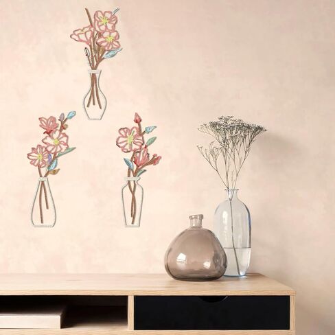 3 قطع فنية جدارية معدنية على شكل زهرة - منحوتات حائط معدنية زهرية ديكور مزرعة ريفية فن بسيط بوهو ثلاثي الأبعاد ديكورات جدارية معلقة لغرفة المعيشة وغرفة النوم وغرفة الطعام - هدايا الانتقال لمنزل جديد in Kuwait