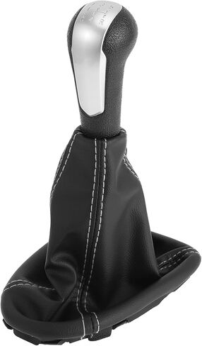 5 Speed Manual Gear Shift Knob with Cover for Chevrolet Spark 2011-2015 Plastic Faux Leather Gearbox Stick Shifter Lever Knob Black Silver Tone in Saudi Arabia