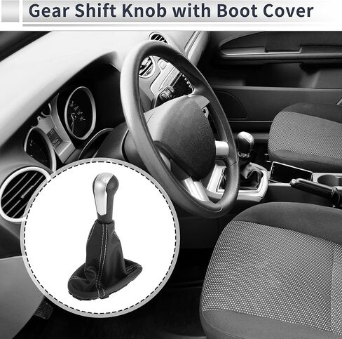 5 Speed Manual Gear Shift Knob with Cover for Chevrolet Spark 2011-2015 Plastic Faux Leather Gearbox Stick Shifter Lever Knob Black Silver Tone in Saudi Arabia