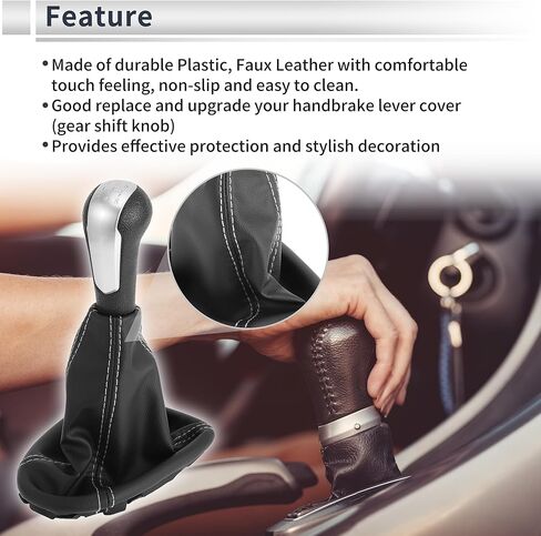 5 Speed Manual Gear Shift Knob with Cover for Chevrolet Spark 2011-2015 Plastic Faux Leather Gearbox Stick Shifter Lever Knob Black Silver Tone in Saudi Arabia