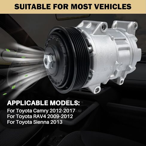 ضاغط مكيف الهواء مع قابض مكيف الهواء يناسب 2012-2017 Toyota Camry 2.5L، 2009-2012 Toyota RAV4 2.5L، يستبدل CO 11303C، 158367,157367، 8831008080، 8831008081، 8831008082 in Saudi Arabia