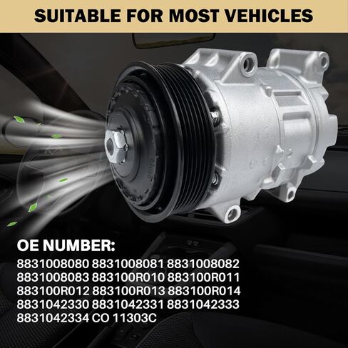 ضاغط مكيف الهواء مع قابض مكيف الهواء يناسب 2012-2017 Toyota Camry 2.5L، 2009-2012 Toyota RAV4 2.5L، يستبدل CO 11303C، 158367,157367، 8831008080، 8831008081، 8831008082 in Saudi Arabia