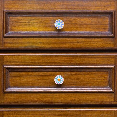 4pcs Cartoon Ceramic Drawer Handles Wardrobe Pulls Single-Hole Round Knobs Cute ’ Furniture Accessories for Bedroom Cabinets in Kuwait