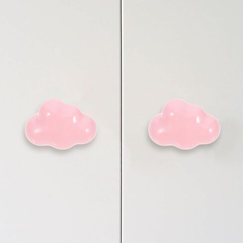 BESPORTBLE Cloud Shape Ceramic Drawer Knobs 2pcs, Cute Cartoon Cabinet Pull Handles for ’ Room Furniture, Pink Ceramic Cabinet Handles for Nursery Dressers and Wardrobes in Saudi Arabia